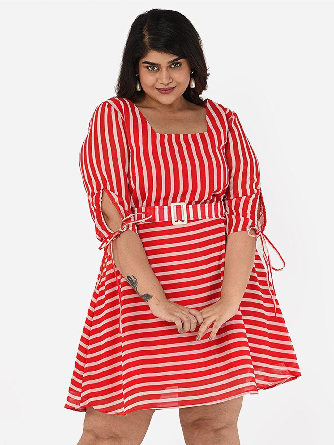 curvy clan plus size striped a-line dress