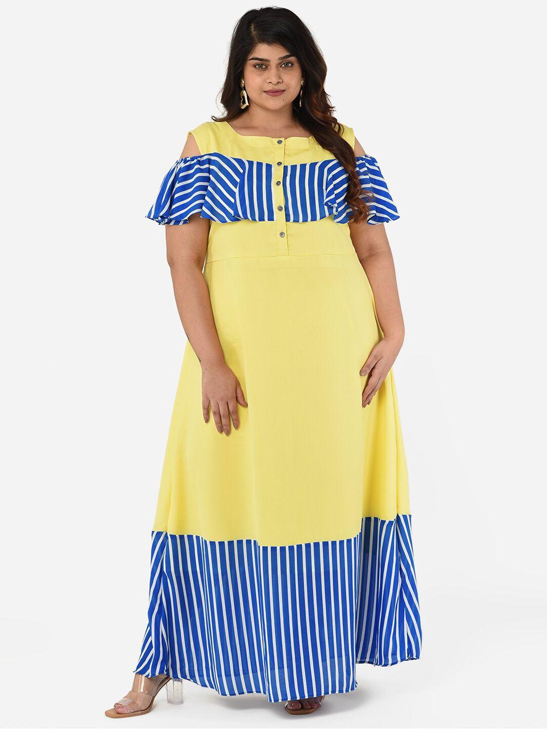 curvy clan plus size striped crepe maxi dress
