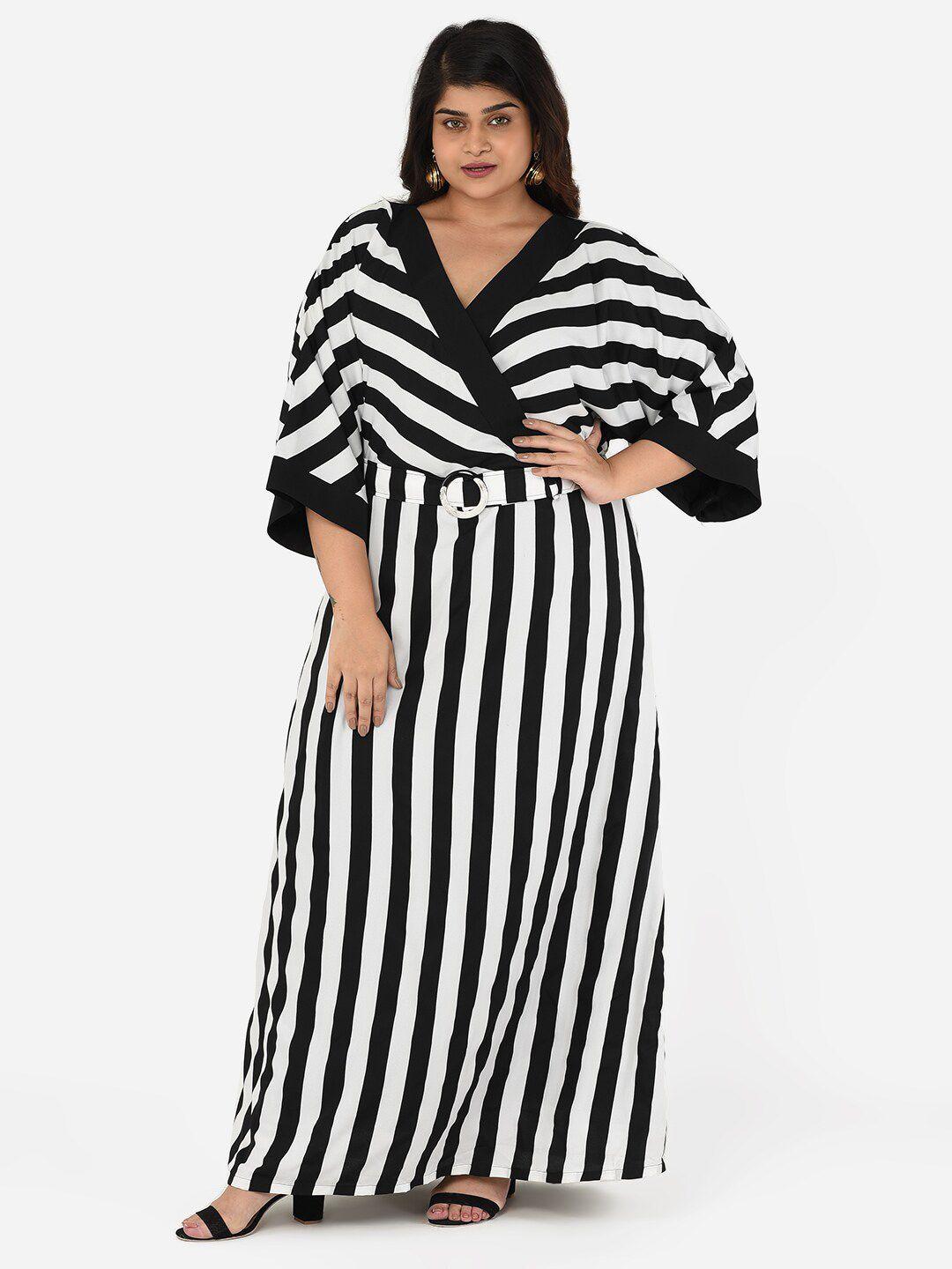 curvy clan plus size striped maxi wrap dress