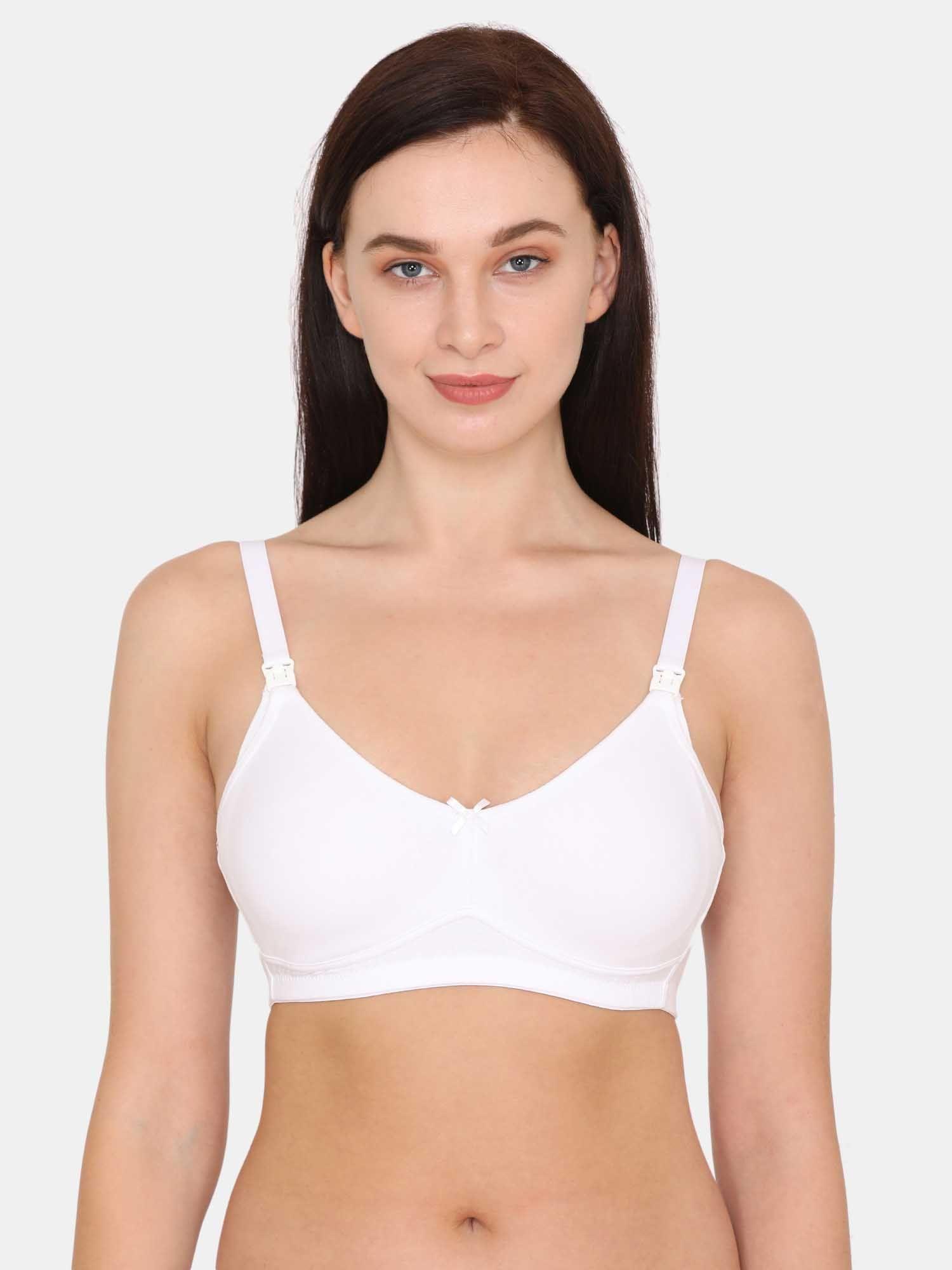 curvy double layered non wired full coverage maternity bra supper support bra - white