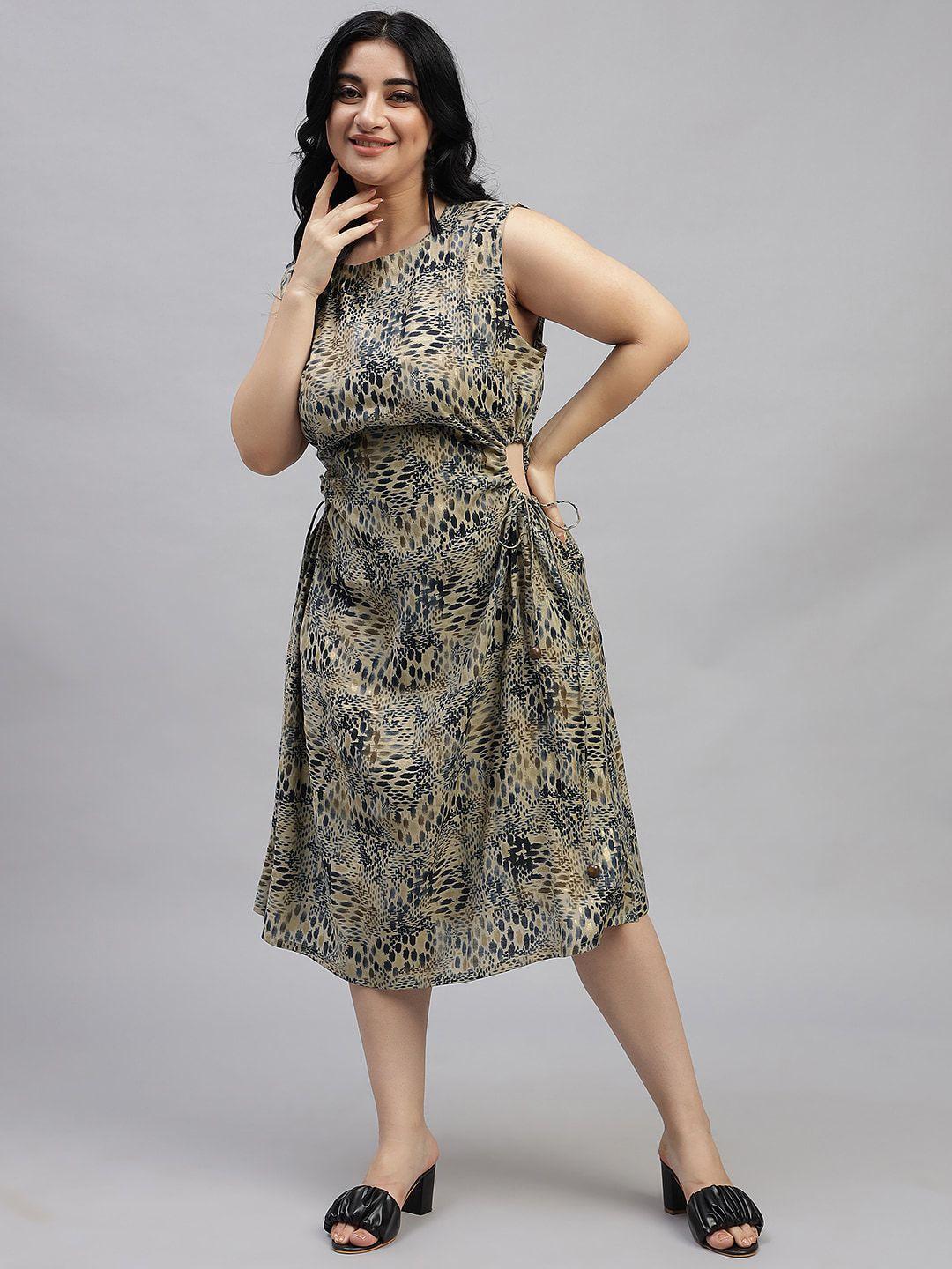 curvy lane animal printed cut-outs detail a-line midi dress