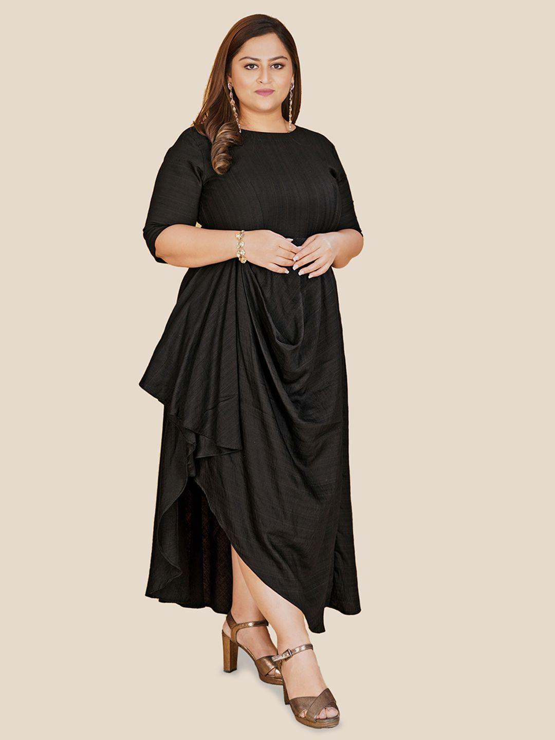 curvy lane black a-line midi dress