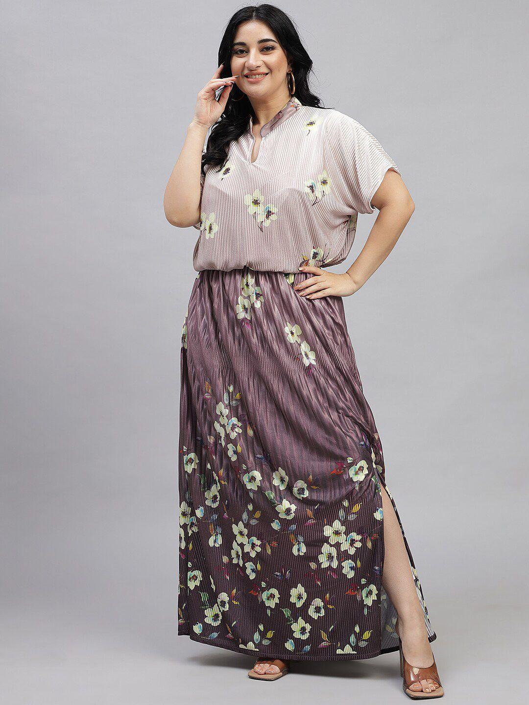 curvy lane floral printed top & skirt