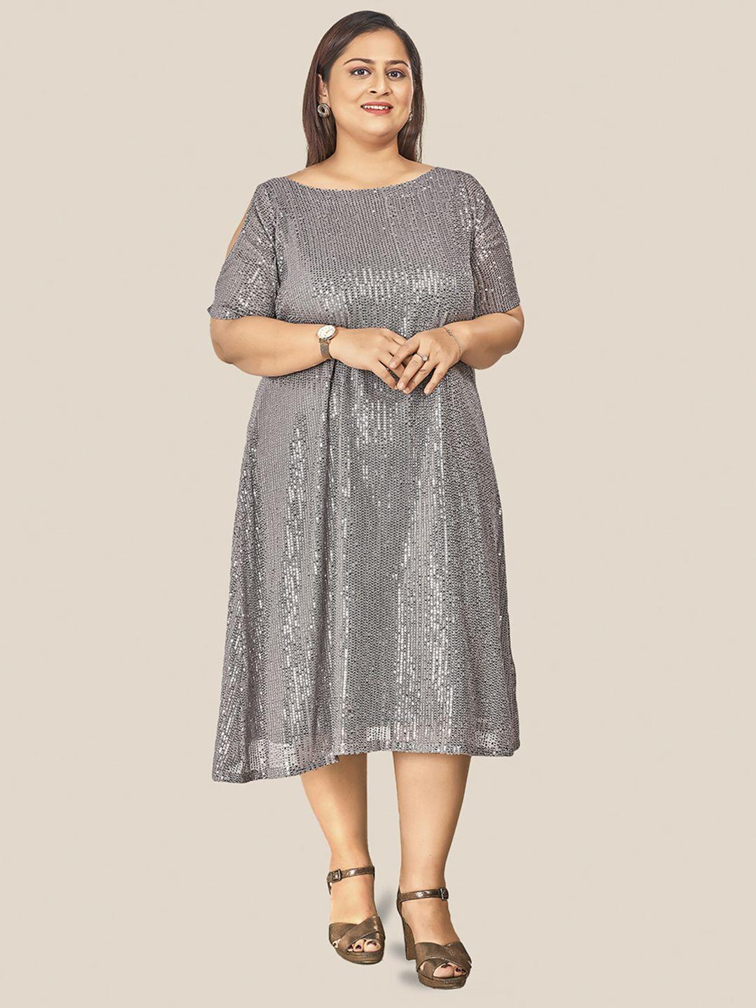 curvy lane grey a-line midi dress