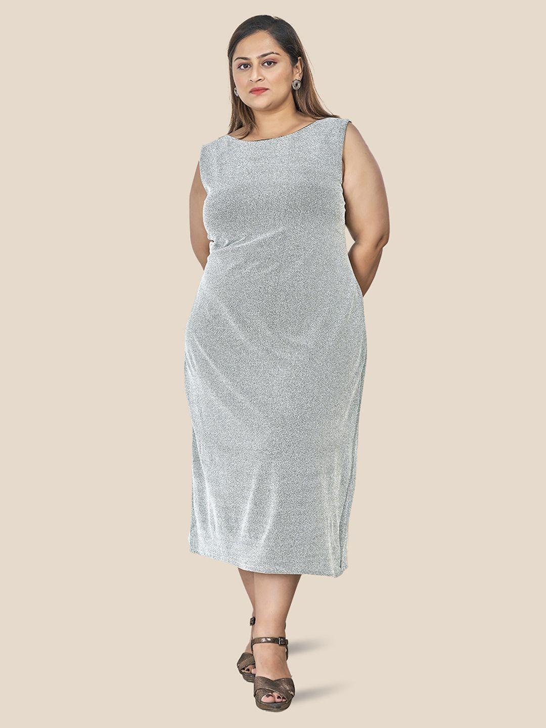 curvy lane grey sheath midi dress