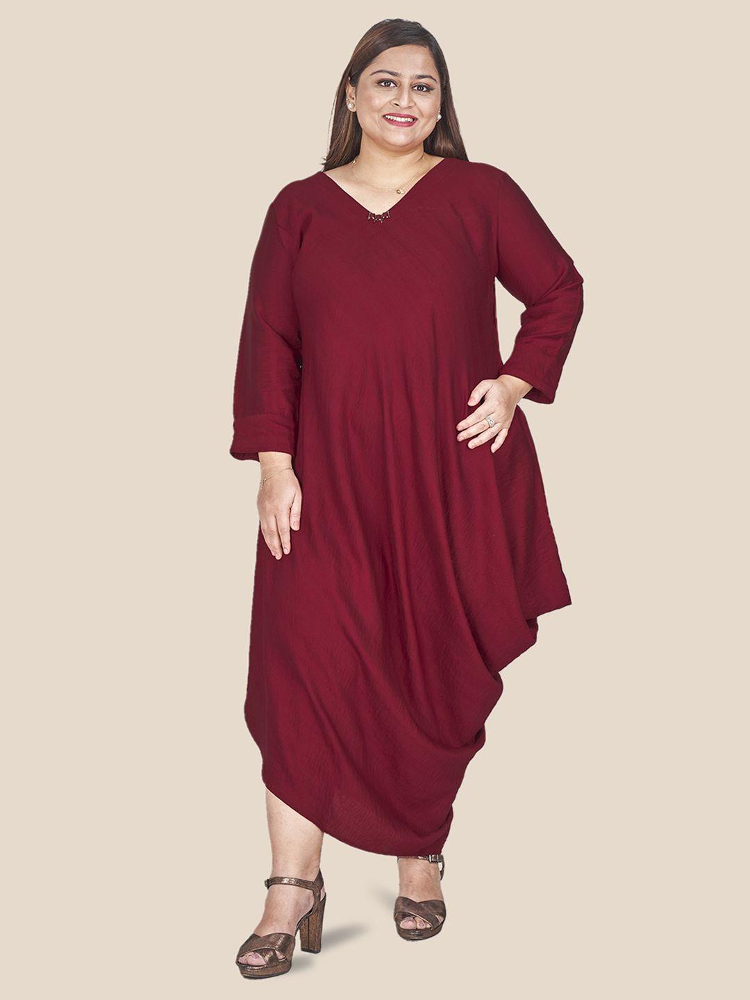 curvy lane maroon a-line maxi dress