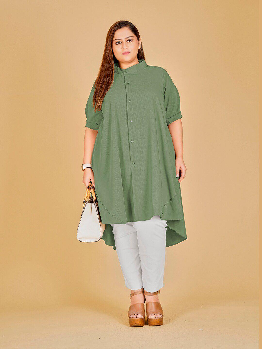 curvy lane plus size band collar a-line kurta