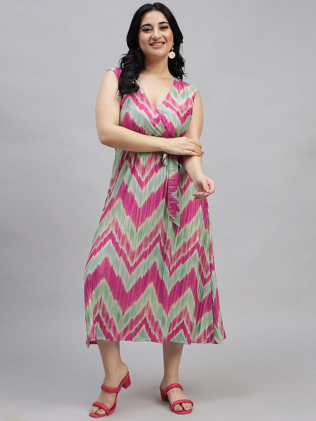 curvy lane plus size geometric printed sleeveless a-line midi dress