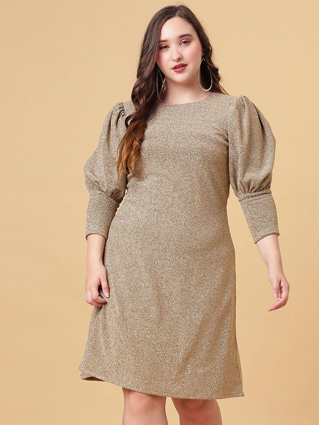 curvy lane shimmered puff sleeves sheath dress