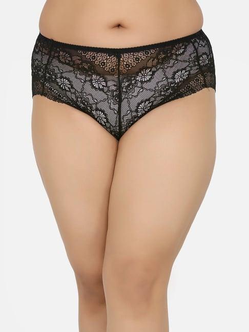 curvy love black lace hipster panty