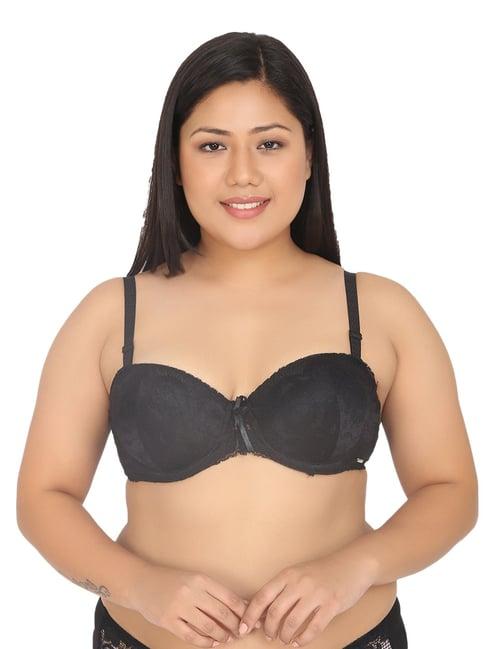 curvy love black under-wired padded balconette bra