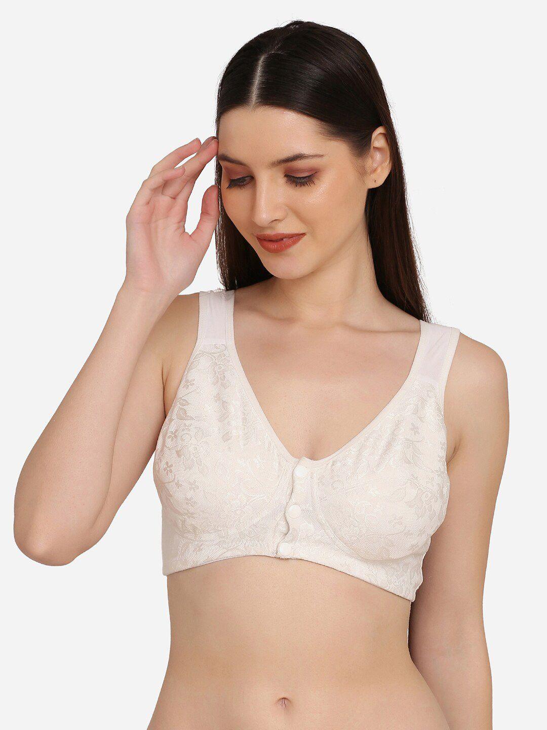 curvy love floral self design full coverage maternity bra with anti microbial