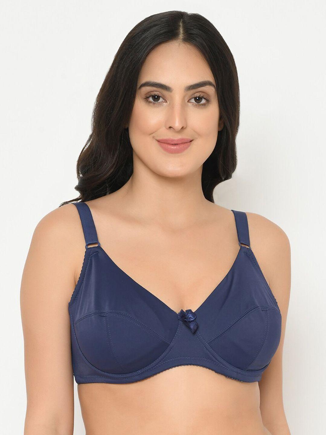 curvy love navy blue solid underwired lightly padded everyday bra cl-06 navy-c20