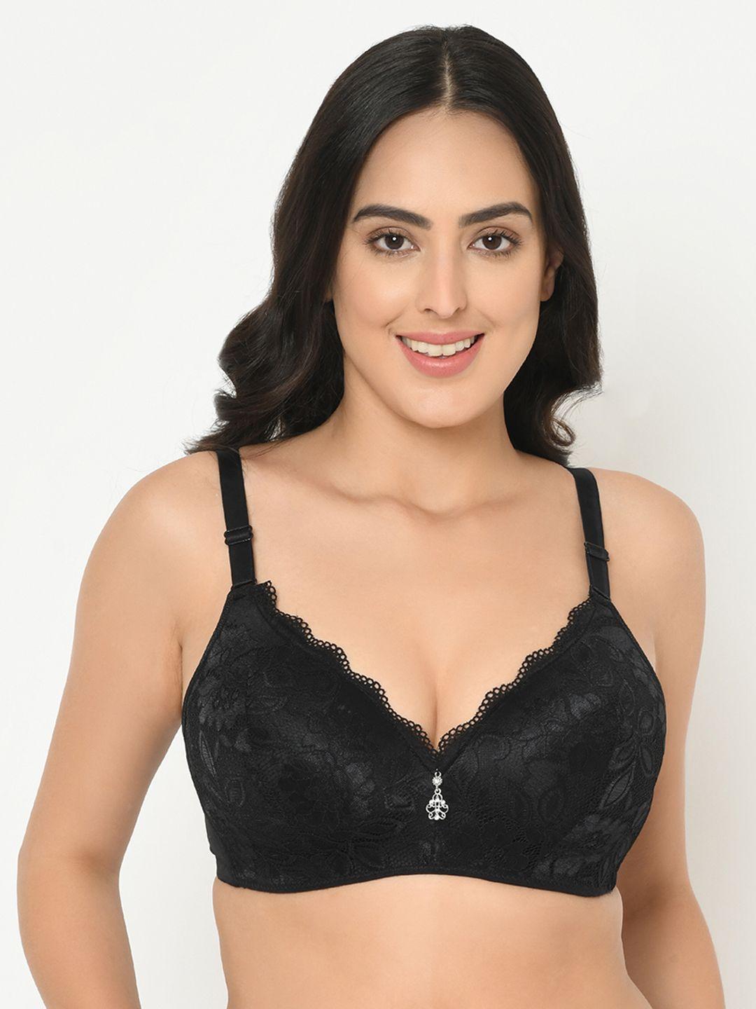 curvy love plus size black lace underwired lightly padded everyday bra cl-02 black-c20