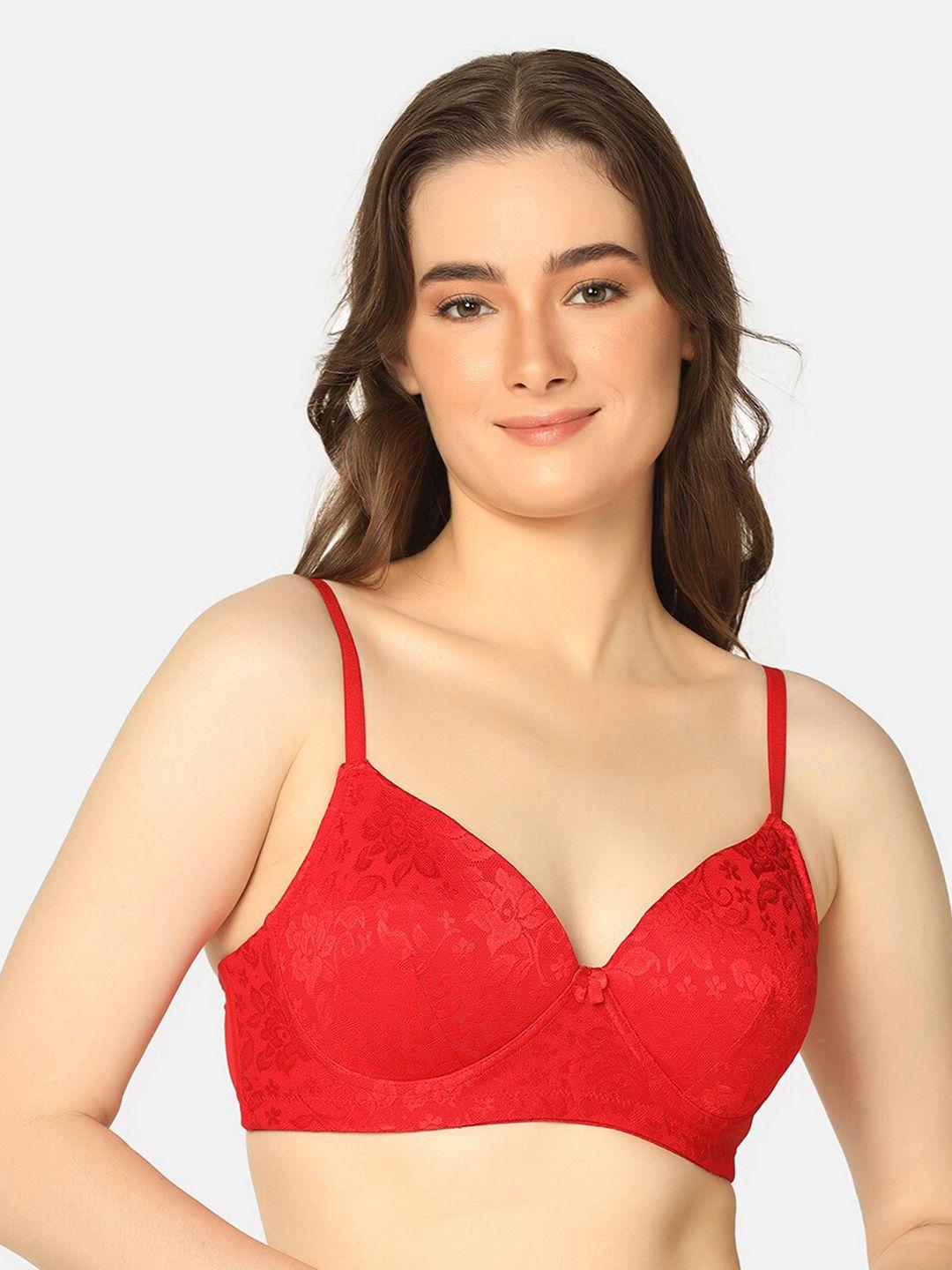 curvy love plus size lace full coverage lightly padded t-shirt bra with all day comfort
