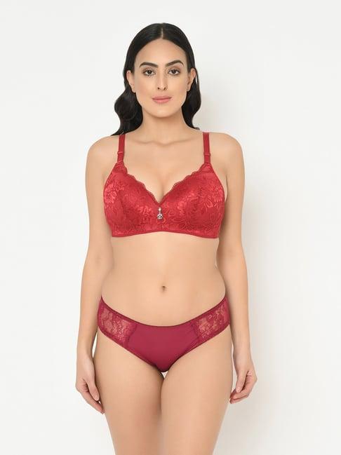 curvy love red under-wired padded plunge bra