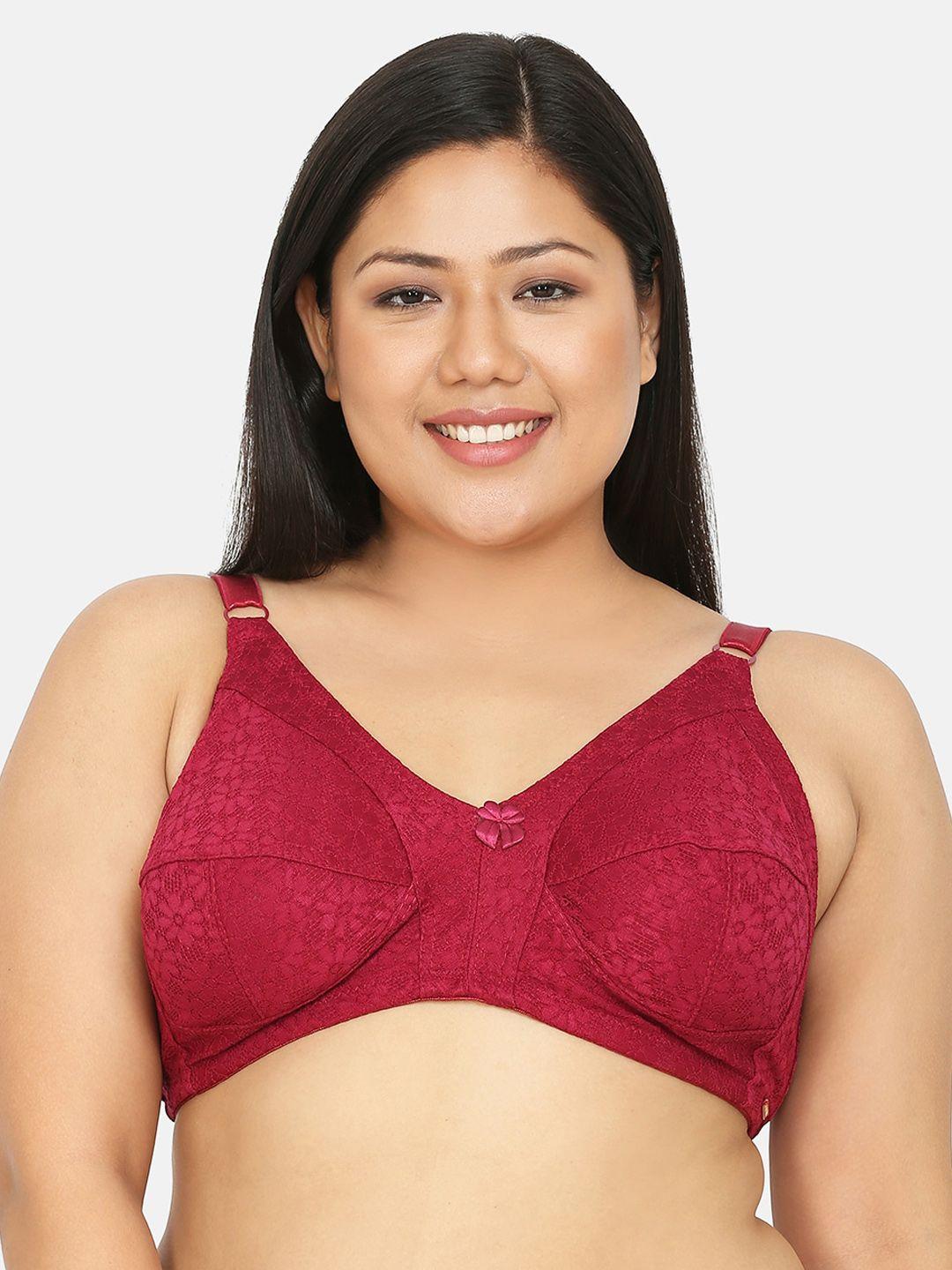 curvy love women red solid non-padded non-wired full coverage bra cl-13 maroon-c20