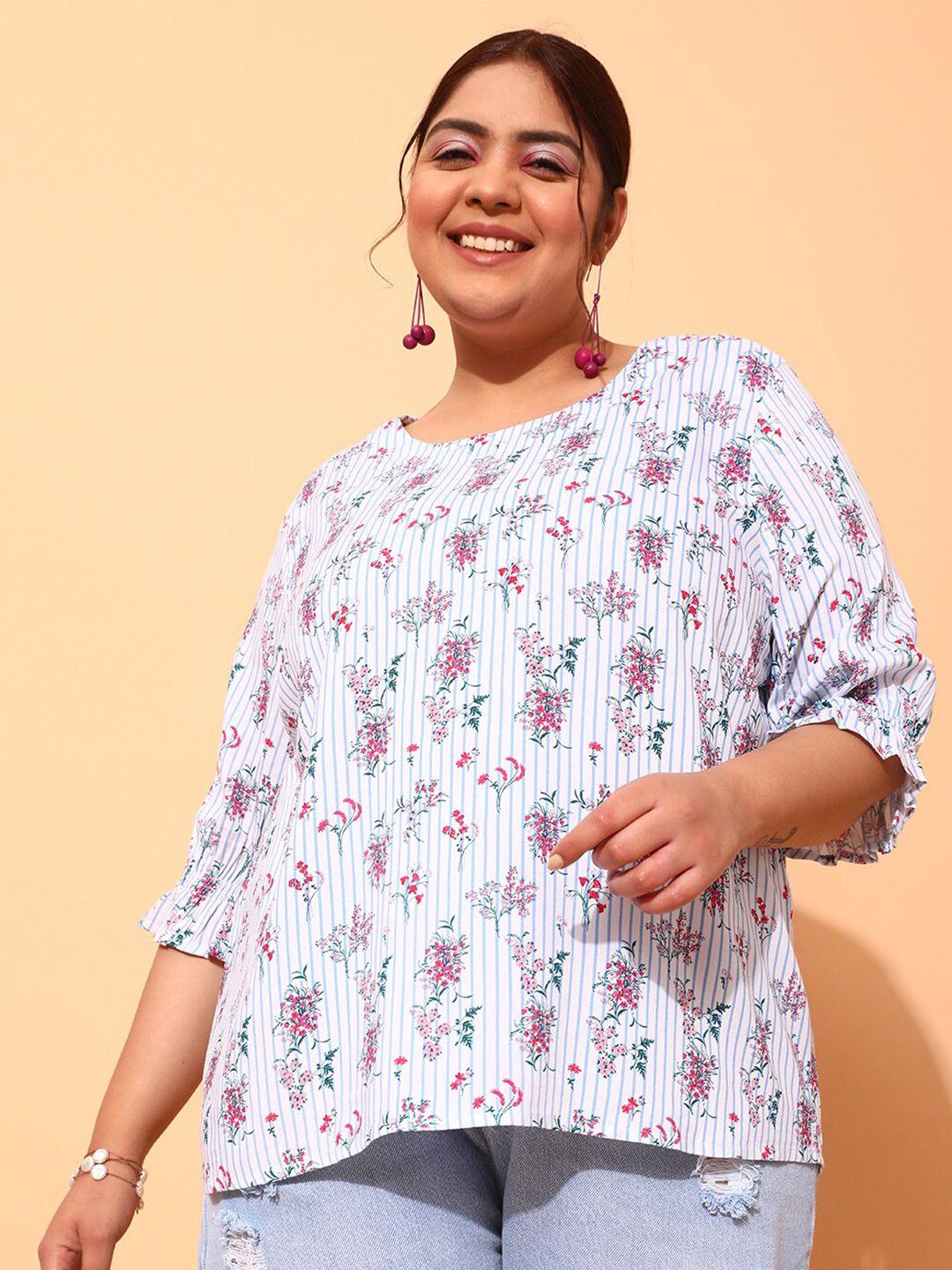 curvy street plus size floral printed crepe top