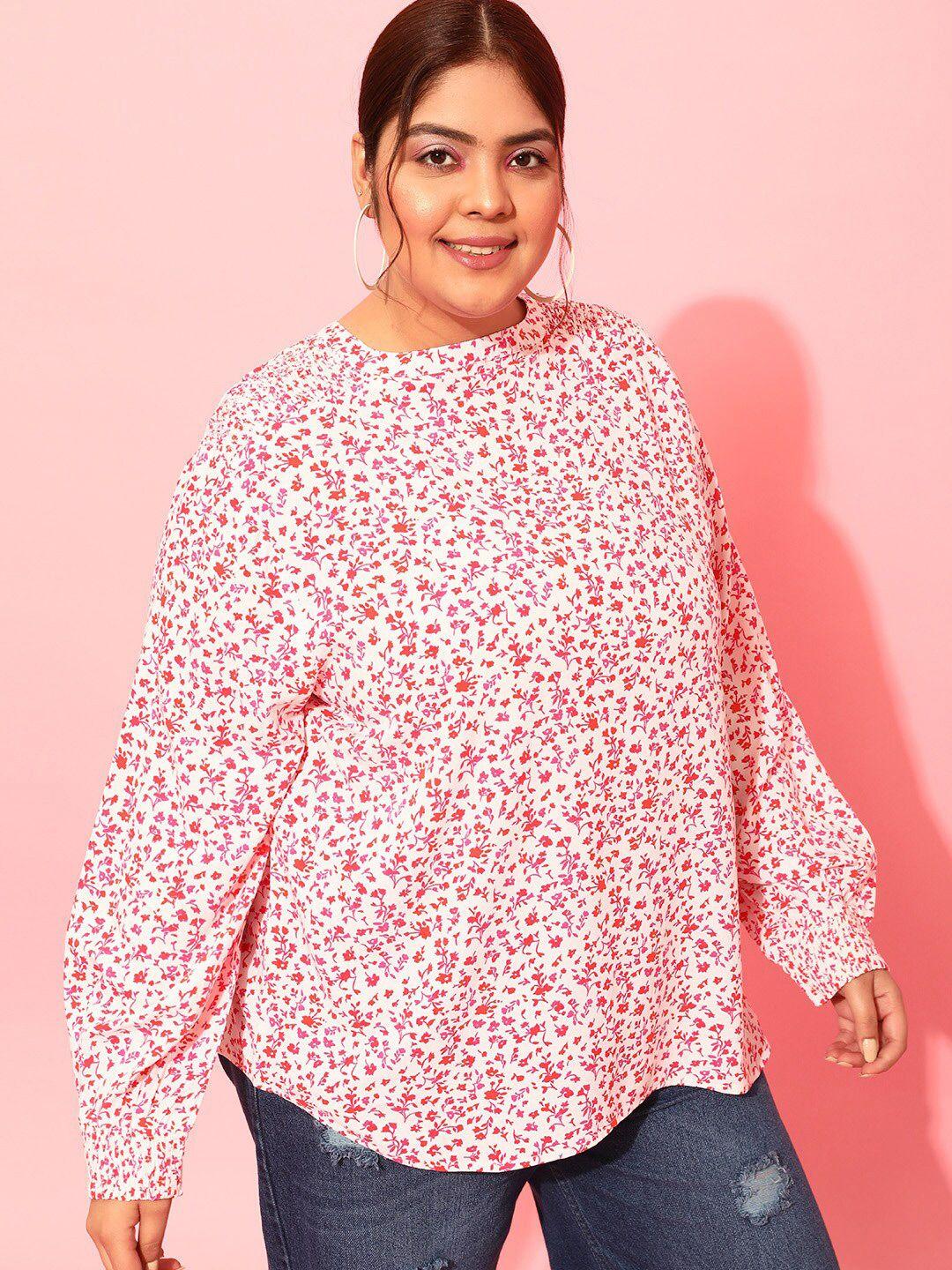 curvy street plus size floral printed round neck top