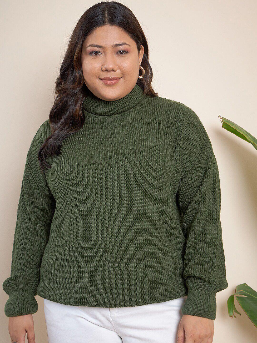 curvy street plus size ribbed turtle neck acrylic pullover