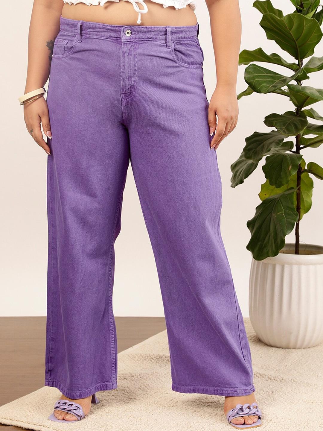 curvy street women lavender jean wide leg jeans