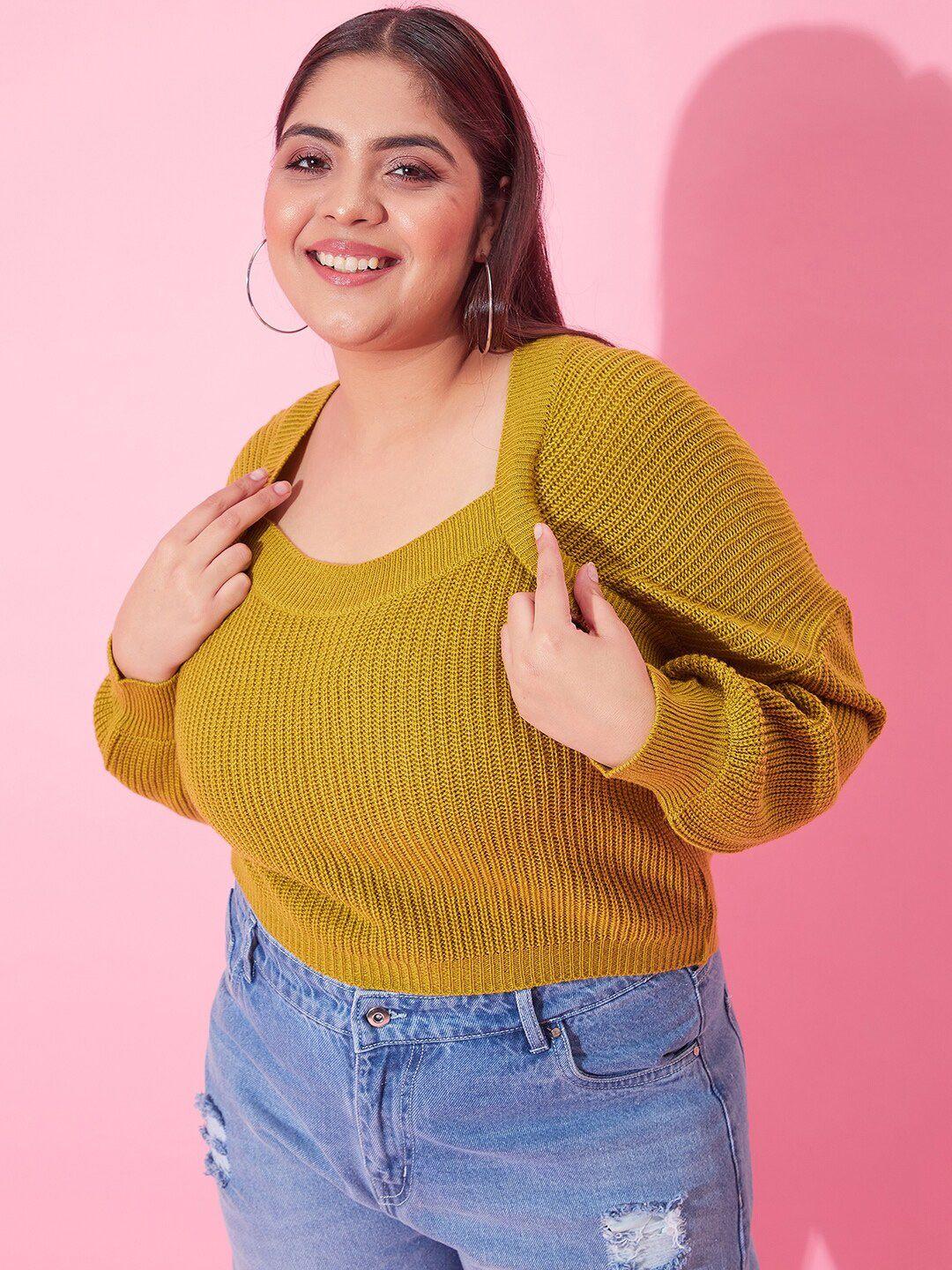 curvy street women plus size ribbed crop pullover