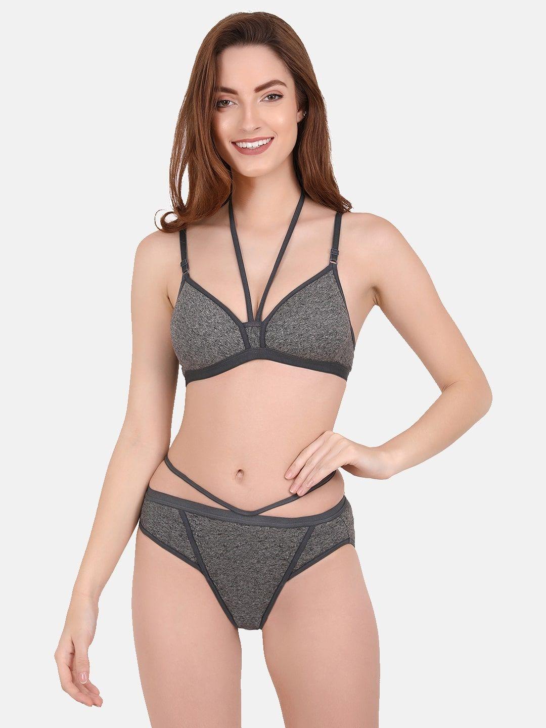 curwish-women-grey-melange-self-design-lingerie-set-sbb-01gm