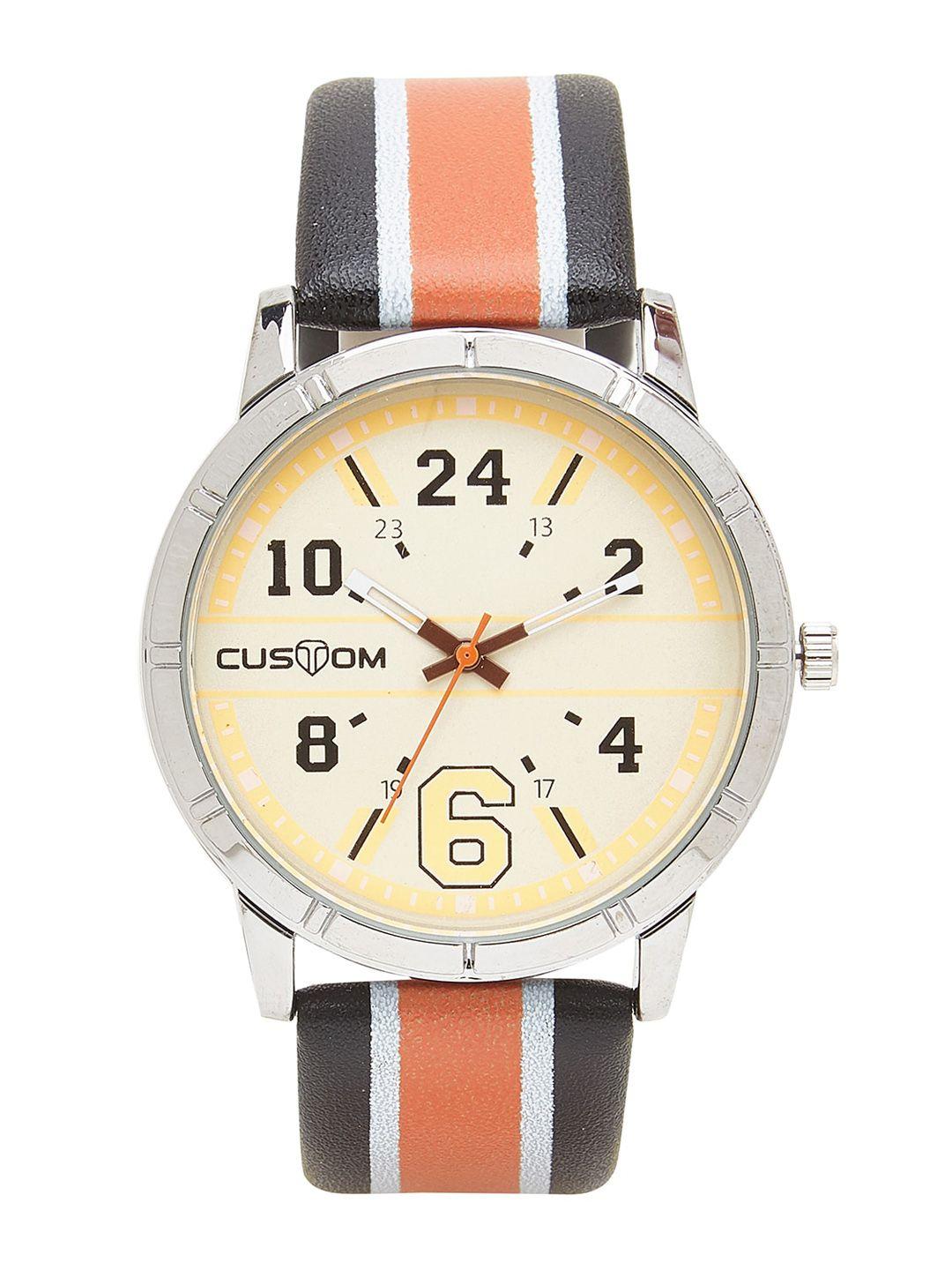 custom men orange analogue watch 8907829042711