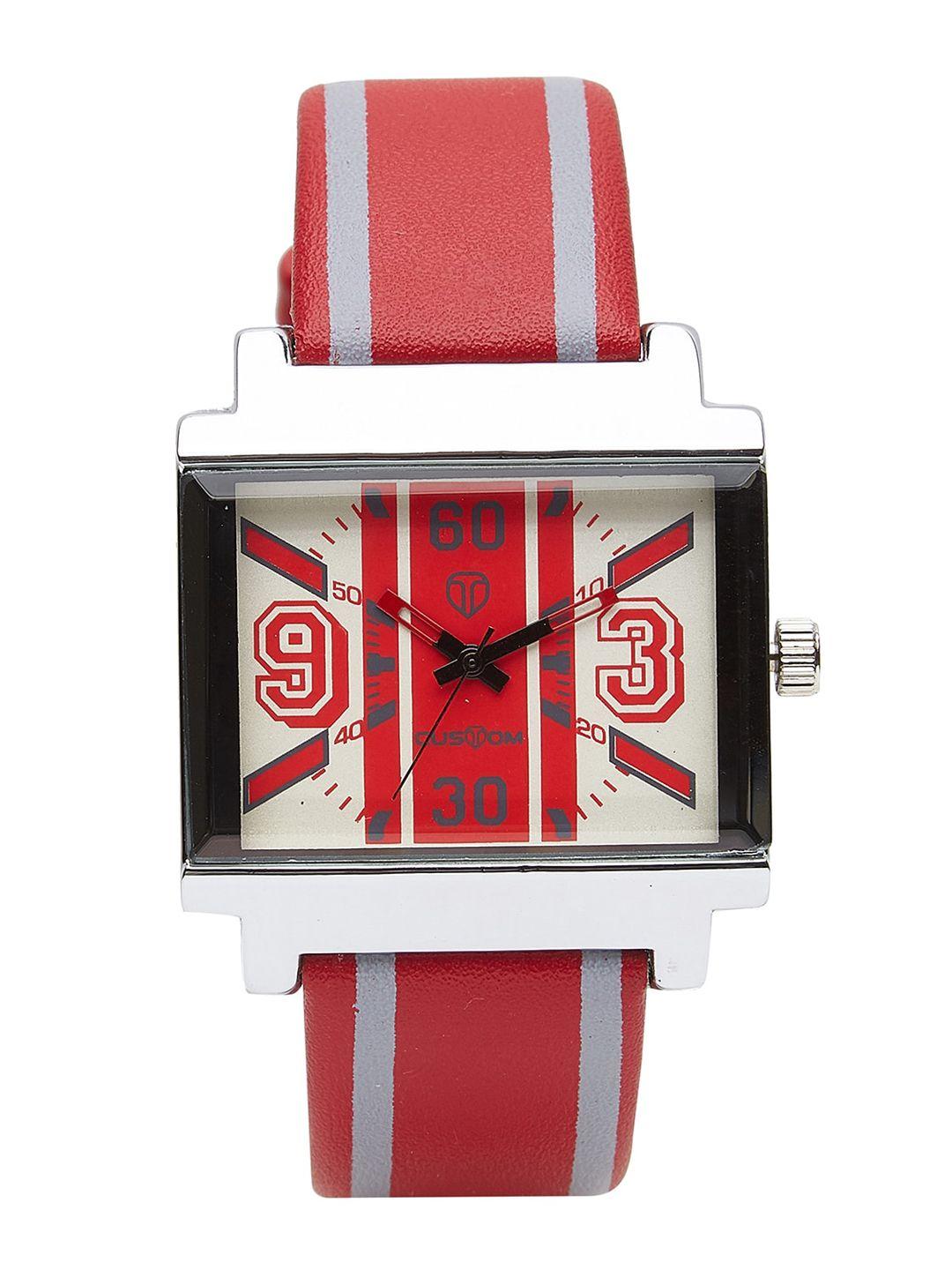 custom men red & off-white analogue watch 8907829042728