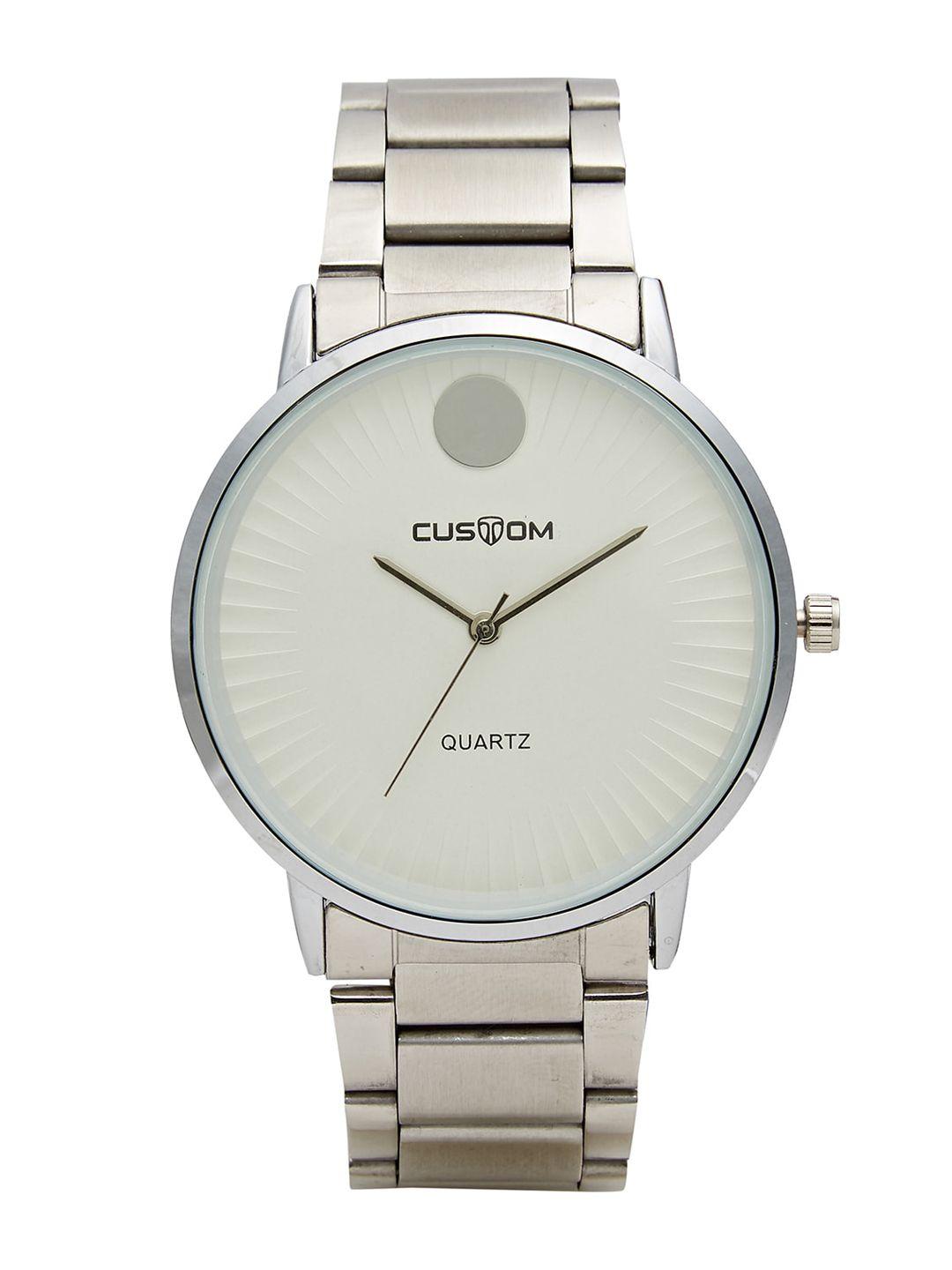 custom men white analogue watch