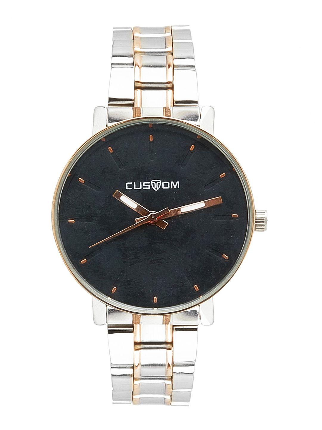 custom women black & silver-toned analogue watch 8907829043855