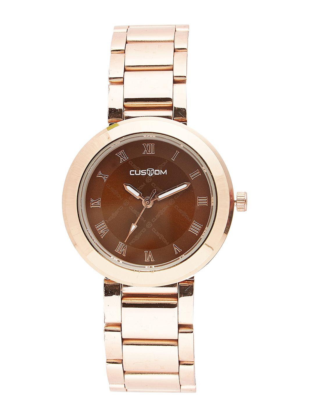 custom women brown & gold-toned analogue watch 8907829043398