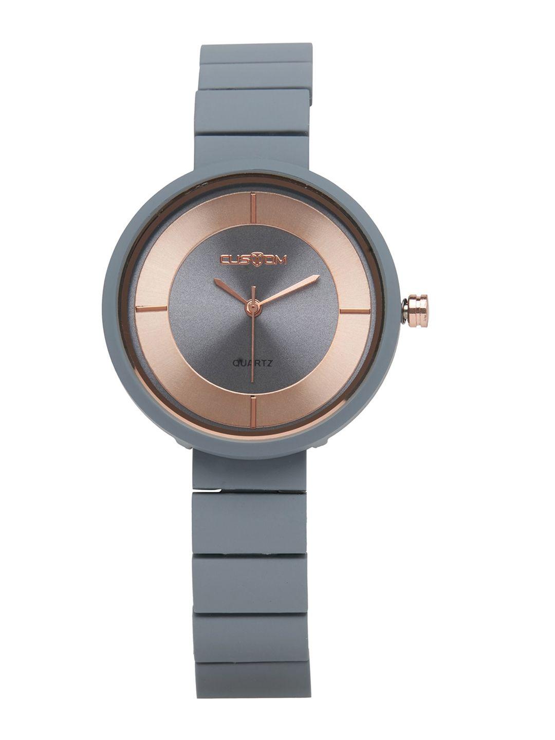 custom women grey dial & grey straps analogue watch- b 2552-b-09