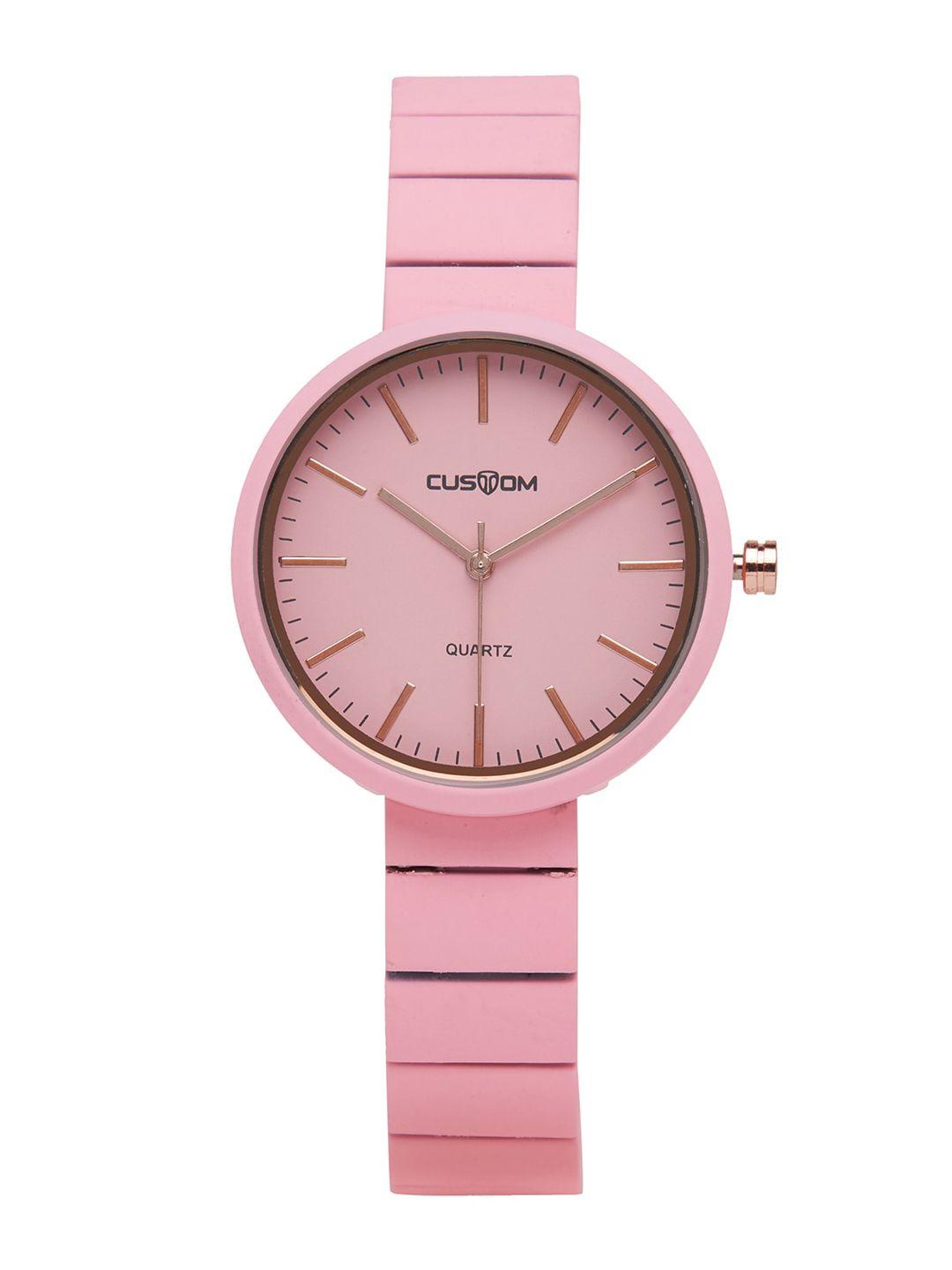 custom women pink dial & pink straps analogue watch b 2552-a-04