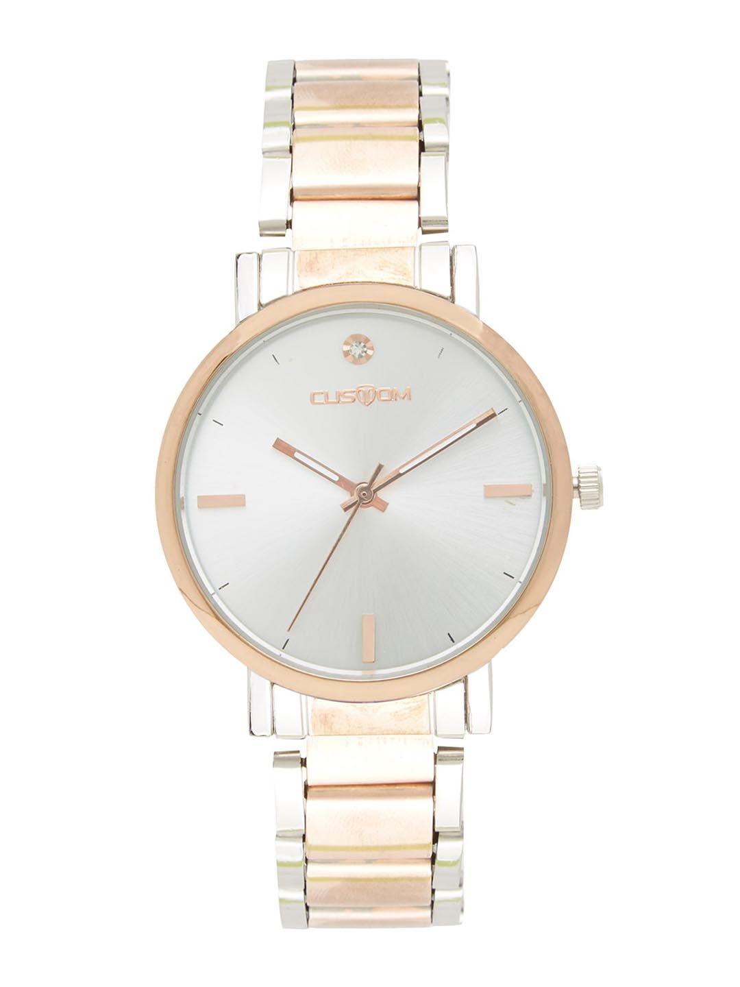 custom women silver-toned analogue watch