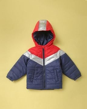 cut & sew hooded puffer jacket