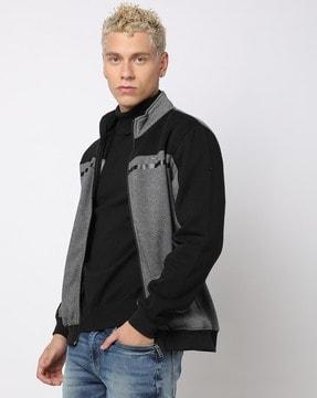 cut & sew high-neck sweatshirt