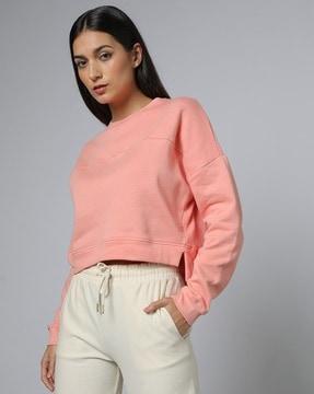 cut & sew round-neck sweatshirt