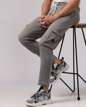 cut & sew straight trackpants with drawstring waist