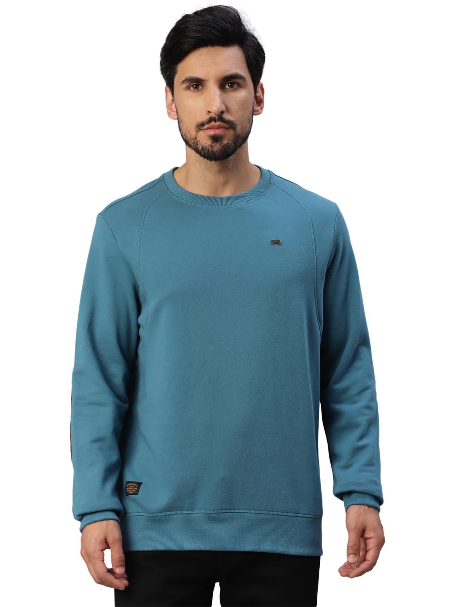 cut & sew sweatshirt blue