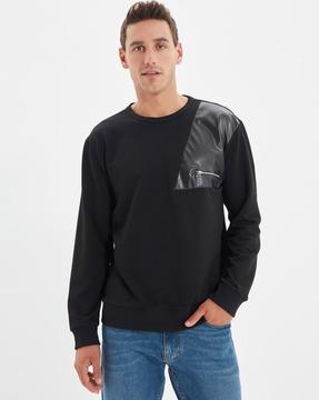 cut & sew sweatshirt with zippered welt pocket