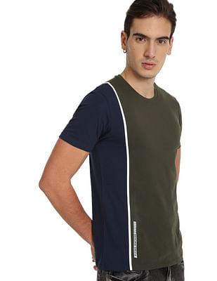 cut and sew colour block t-shirt