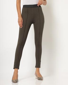 cut-and-sew skinny fit pants