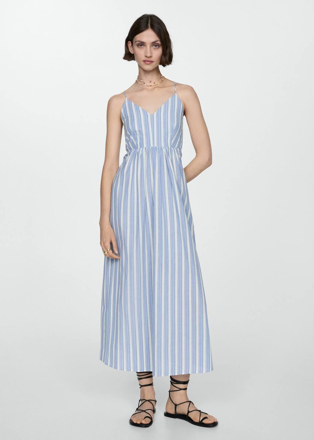 cut-out back striped dress