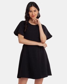 cut out flared sleeve dress
