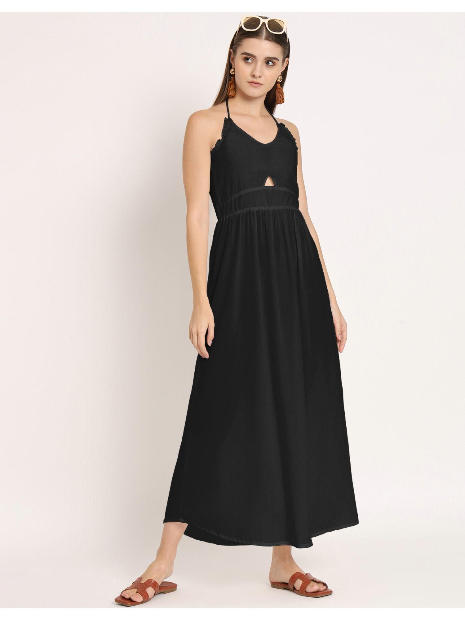 cut out halter solid maxi dress