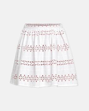 cut-worked flared skirt
