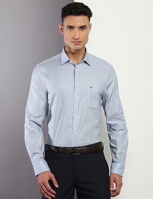cutaway collar textured dobby shirt