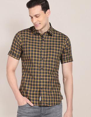 cutaway collar cotton casual shirt