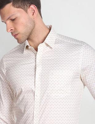 cutaway collar floral print formal shirt